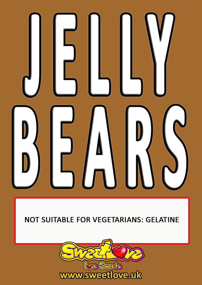 Vending label for Fruity Jelly Bears.