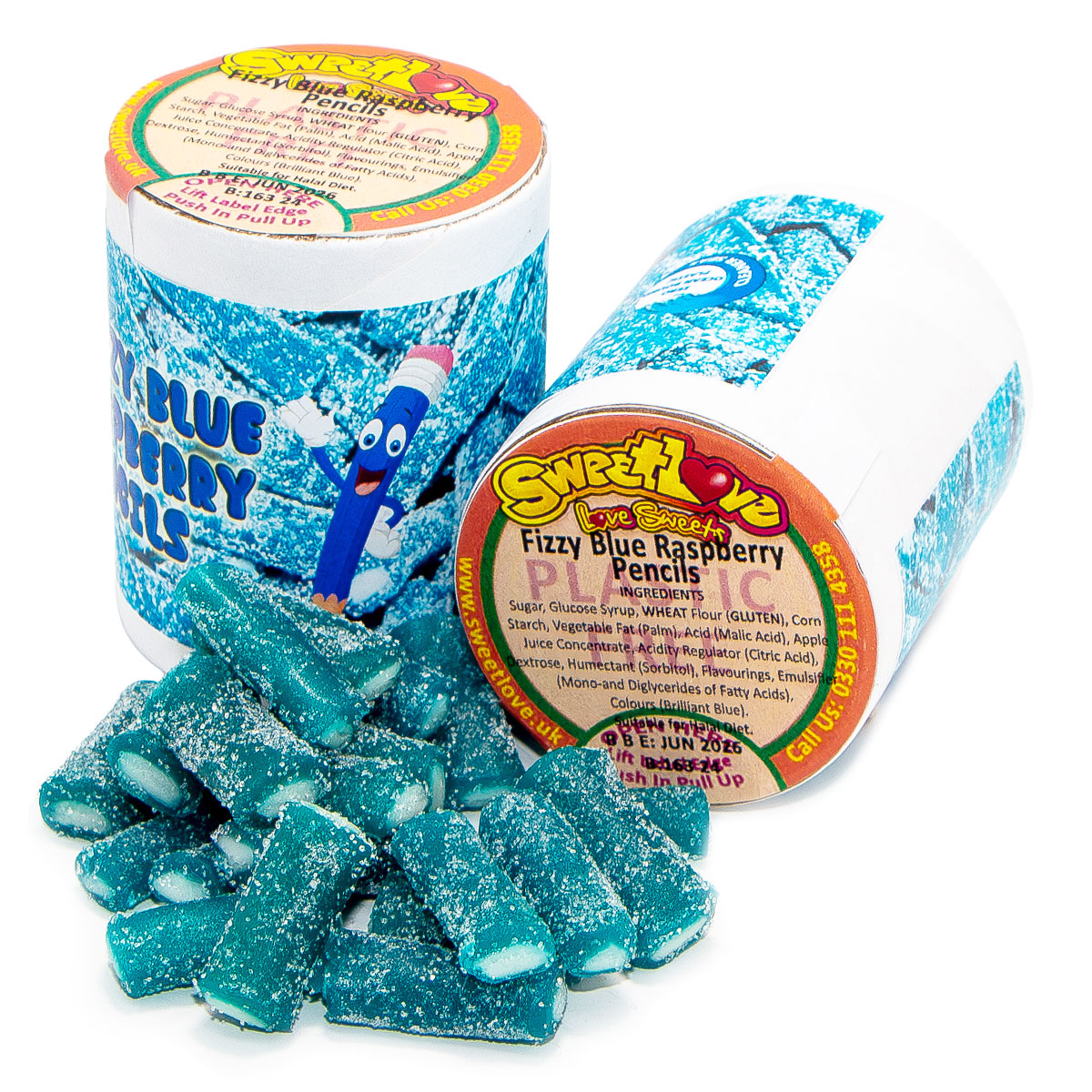 Fizzy Blue Raspberry Pencils.