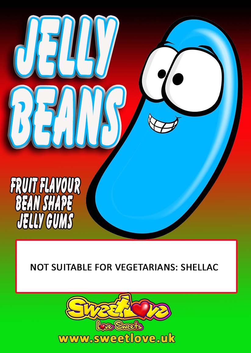 Vending label for Assorted Flavour Jelly Beans.