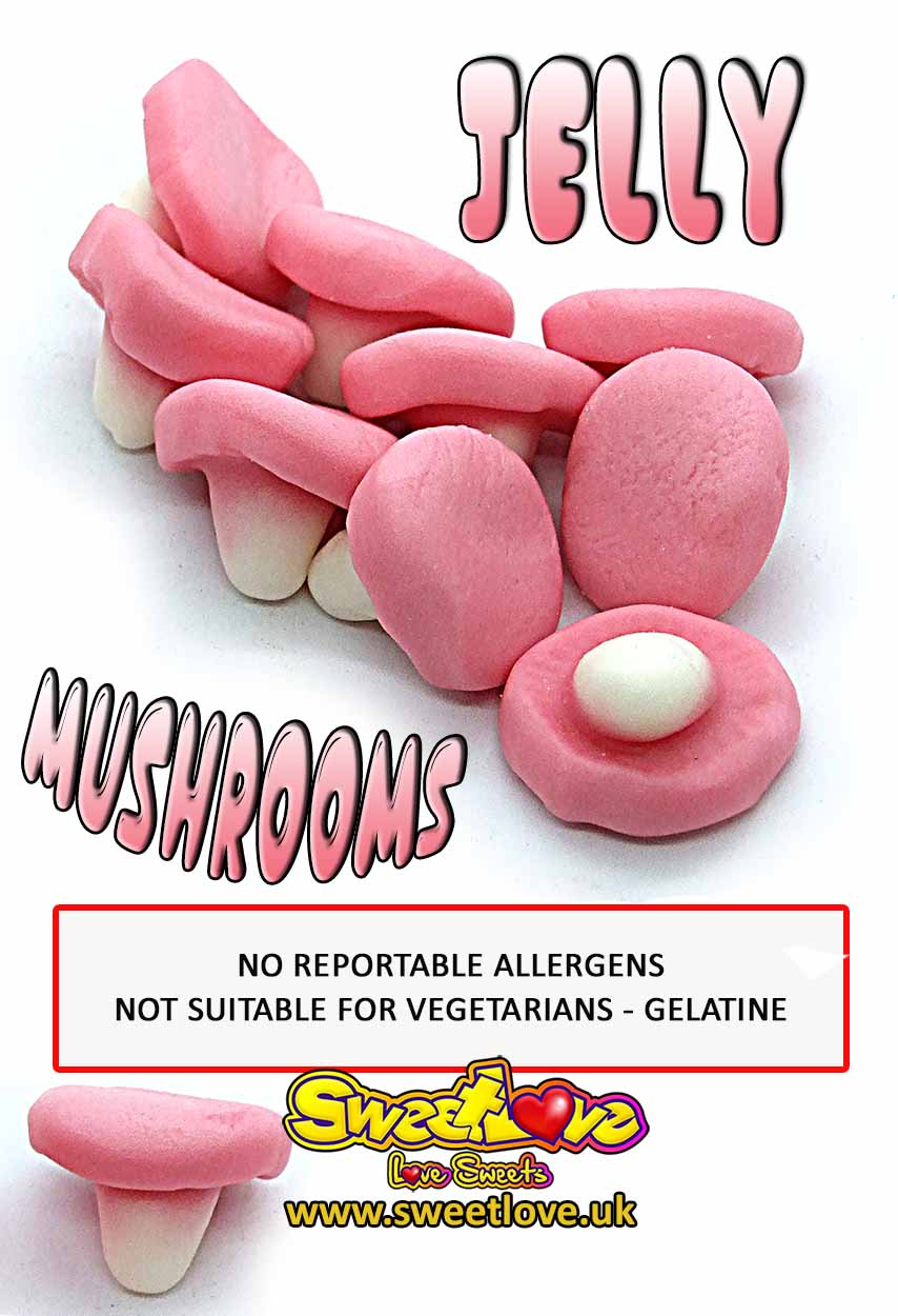 Vending label for Foam and Jelly Mushrooms,